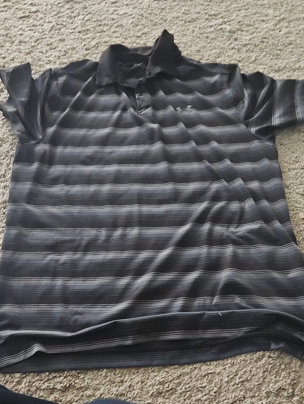 Under Armour Men’s Black & Gray Striped Polo
